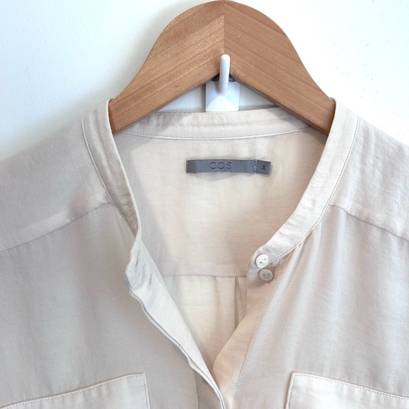 COS Lightweight Collarless Button Up Blouse - Picture 3 of 4